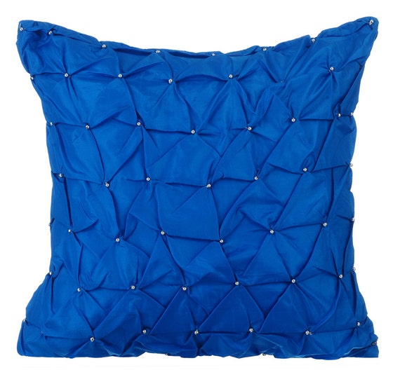 Royal Blue Throw Pillows for Bed 16x16 Pillow Covers Taffeta