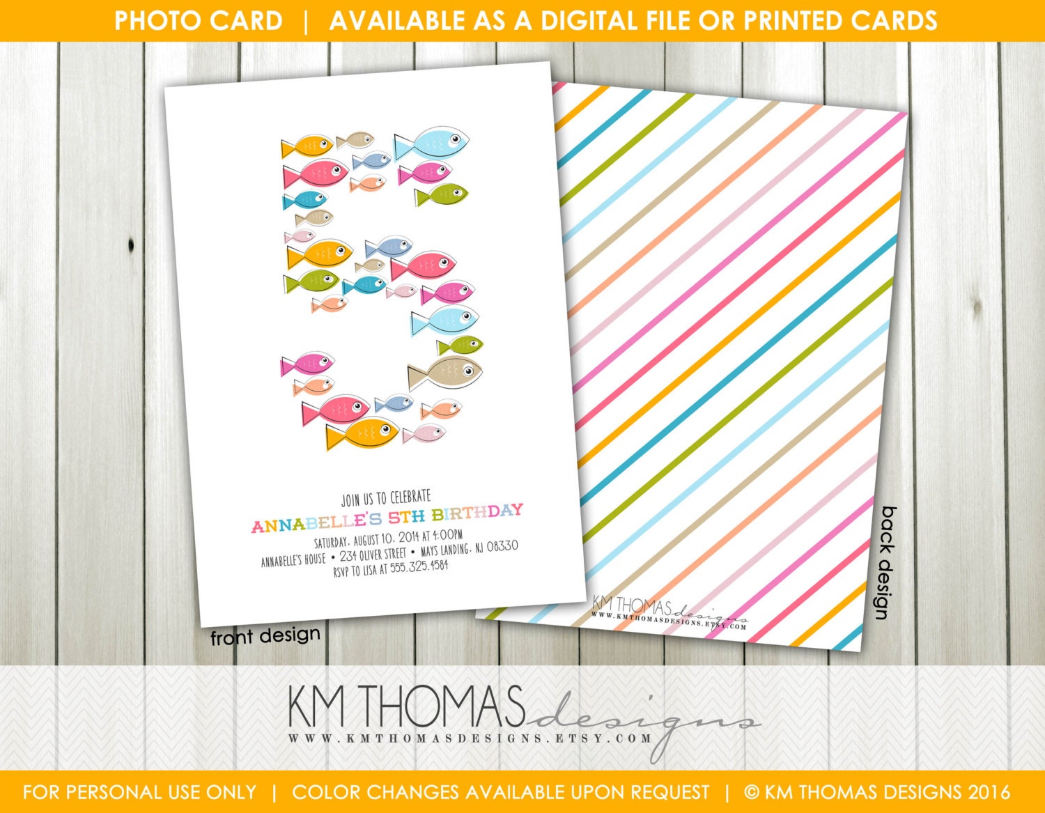 Fish Birthday Invitation : Printable Colorful Fish Party