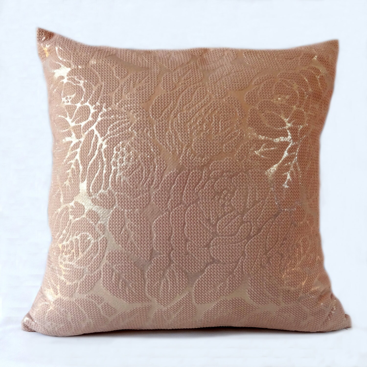 rose gold pillow. Emboss print rose gold pillow cover. Powder