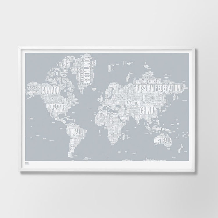 World Type Map World Word Map World Font Map World by boldandnoble