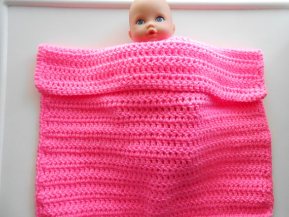 Crochet Doll Blanket Handmade Pretty in Pink