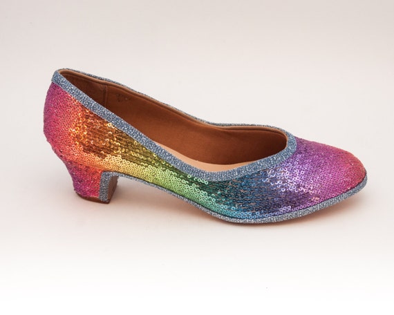 Sequin Rainbow Multi Colored French High Heels Pumps Dress