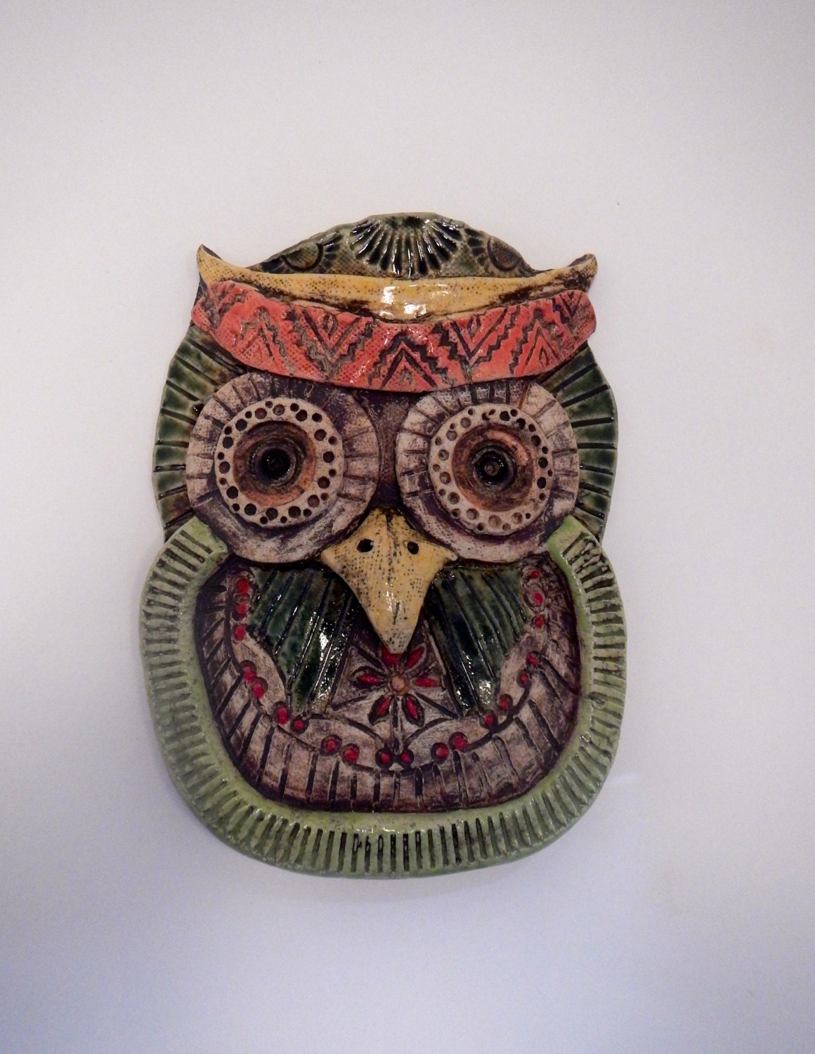Decorative Owl Maskstoneware hand sculpted Owl Mask