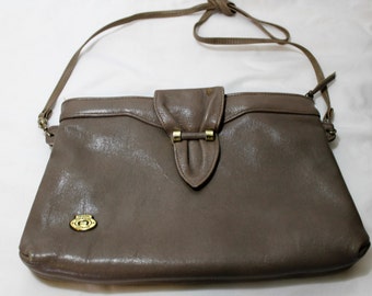 Vintage ETIENNE AIGNER Taupe Leather Crossbody Shoulder Bag