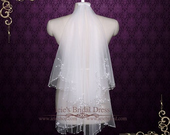 Two Tier Fingertip Veil With Sparkly Beadings | Wedding Veil | Beaded Veil | Short Wedding Veil | Tulle Veil | Tulle Wedding Veil | VG1020