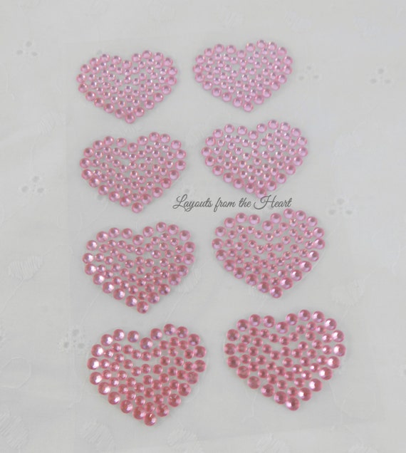 Heart Crystals Pink Stickers Rhinestone by LayoutsFromTheHeart