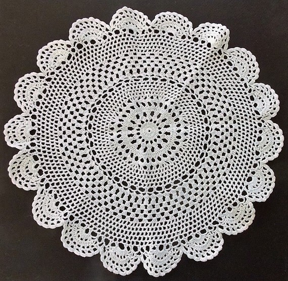 2 Crochet Doilies 17 D White Large Round Table 2 Crochet Doilies 17 D White Large Round Table Topper Centerpiece Wedding Linens Housewares Home Decor Pillow Top