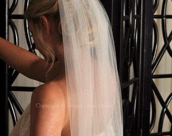 Wedding Veil with Beaded Edge - Ivory, Light Ivory, White, Diamond White, Champagne, Blush