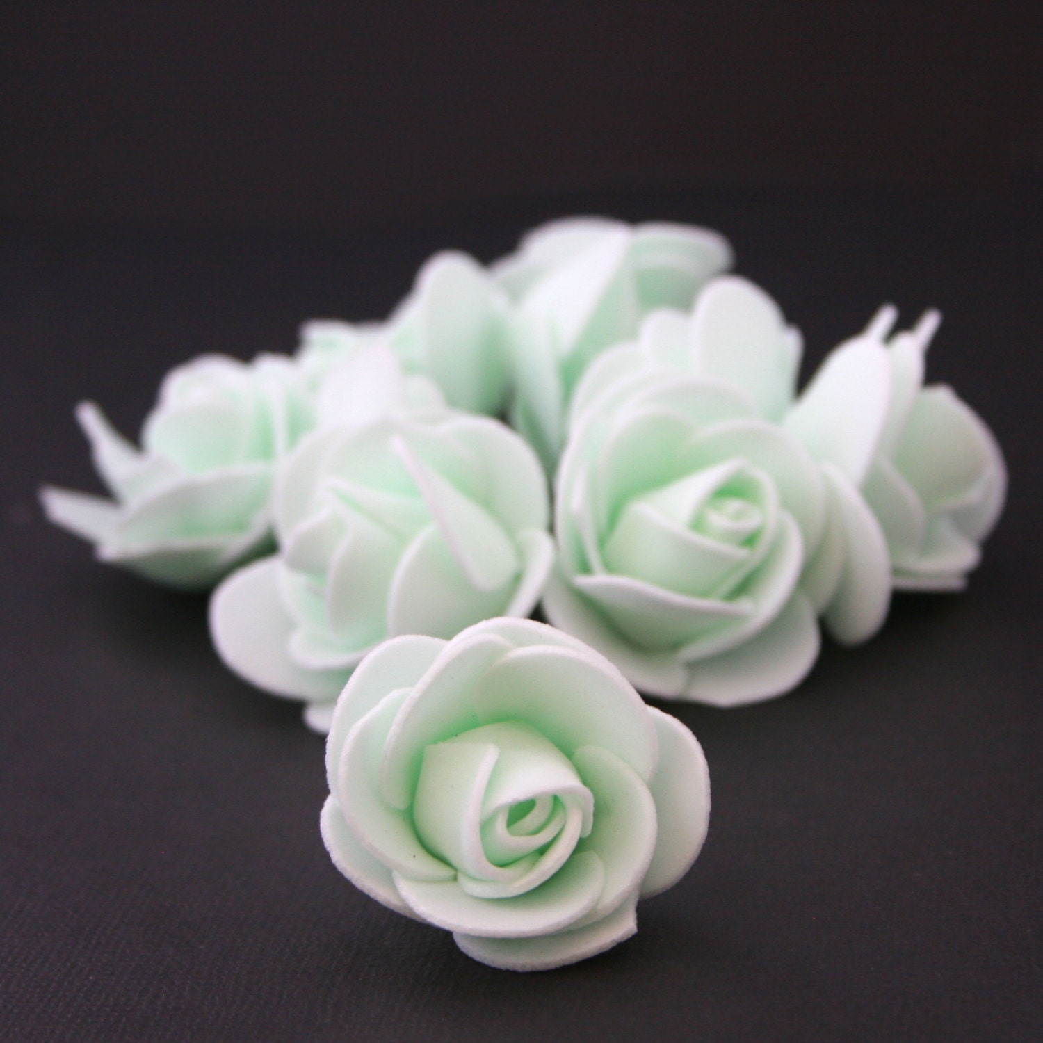 10 Delicious Mint Green Foam Roses Artificial Flowers