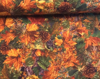 Timeless Treasures Cabin Flannel Packed Leaves Flannel Fabric by the Yard CF3558-NAT