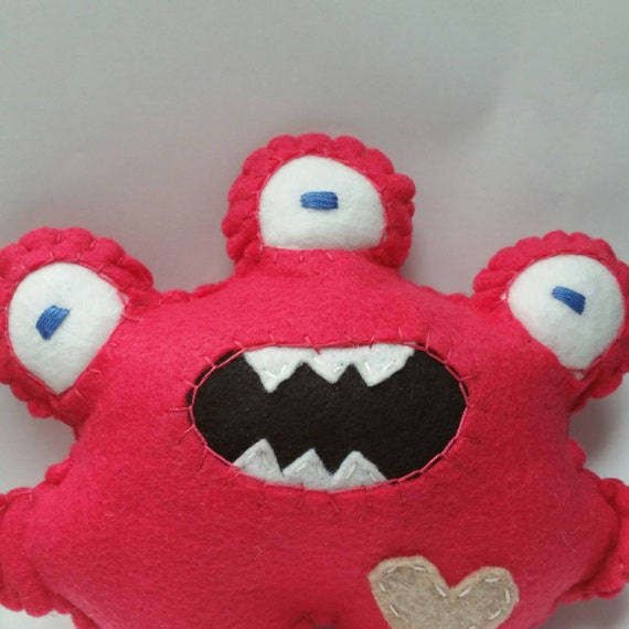 Felt monster plush toy monster pink monster toy by inajuicebox