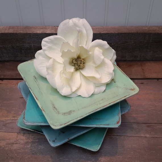 hand painted wood trays shabby chic aqua turquoise hand painted wood trays shabby chic aqua turquoise