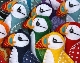 Felt Christmas ornament, Felt bird ornament, Felt puffin ornament, Handmade bird Christmas ornament, Bird ornament, Irish ornament