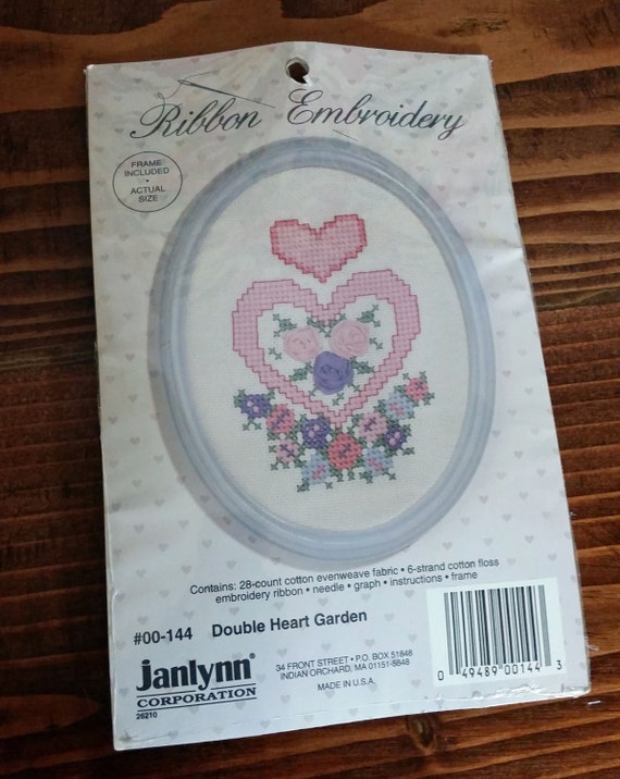 Double Heart Garden Discontinued Cross Stitch Kit Janlynn