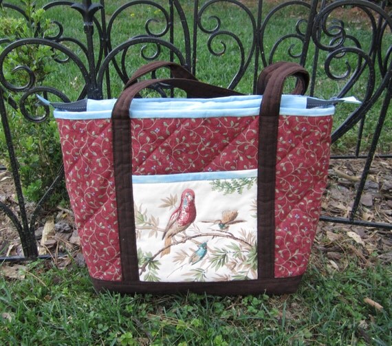 Quilted Tote Bag Three Birds Quiltsy Handmade