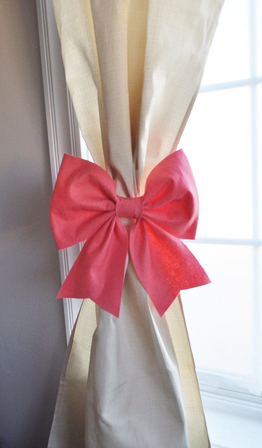 Curtain Tie Backs Choose your Color TWO Bow Decorative