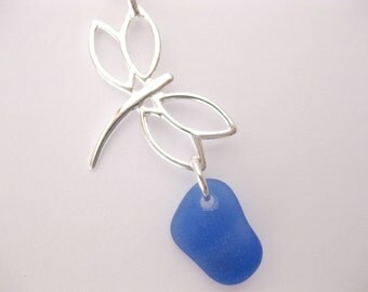 Seaglass Pendant - Dragon fly Seaglass Jewelry Animal Jewelry Beach Glass Jewelry Handmade, Custom Jewlery