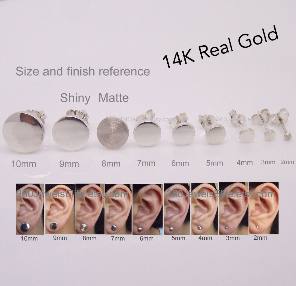 Men's earrings men's stud earrings in 14K white gold