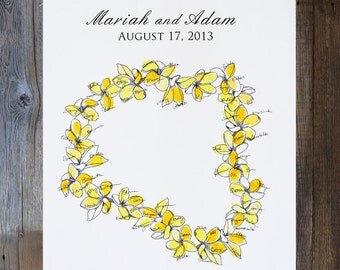 Fingerprint Guest Book, Wedding Guest Book Alternative, Small Lei Design, Aloha Lei, like Fingerprint tree, Destination Wedding, Lua Party