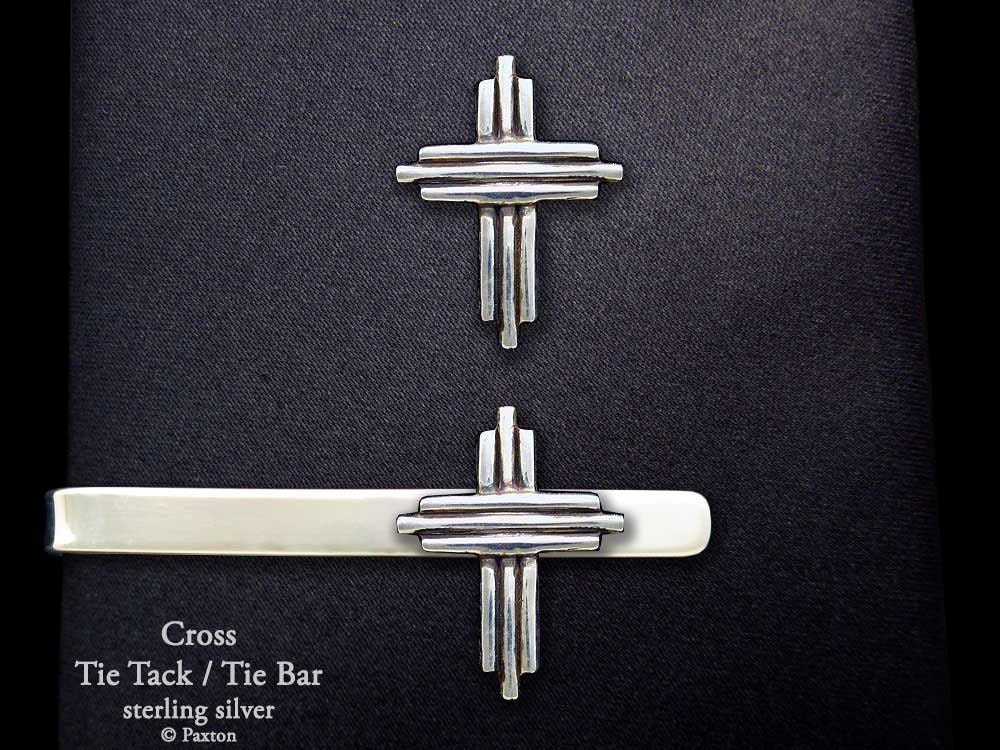 Cross Tie Tack or Cross Tie Bar / Tie Clip Sterling Silver