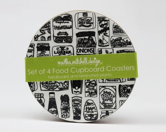 Food Coasters - Food packaging coasters - Retro food coasters - Gift for food lover - Gift for foodie - Foodie gift