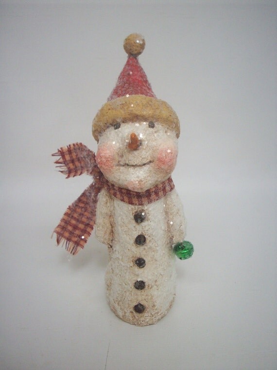 Paper Mache Folk Art Snowman