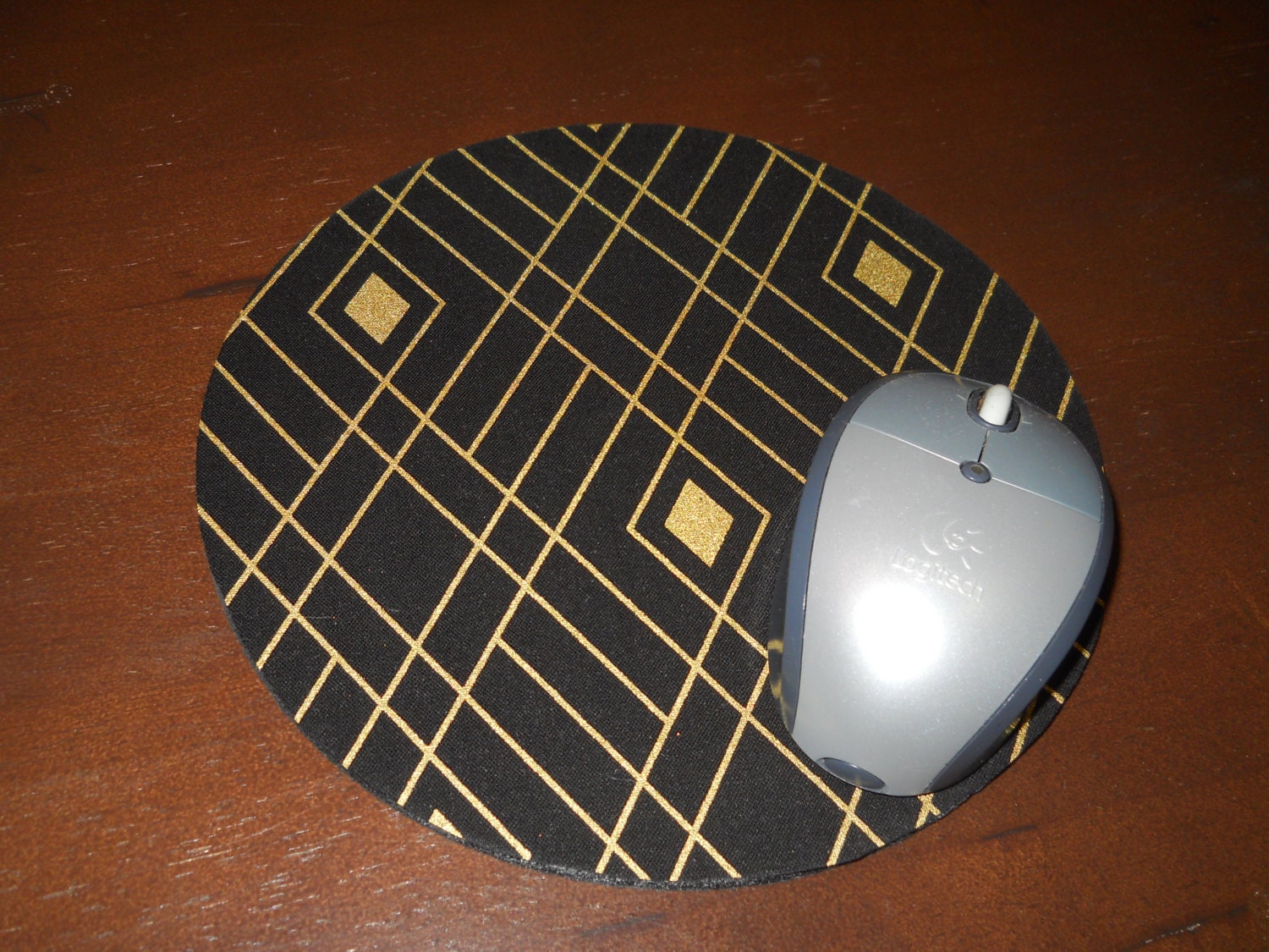 Black and Gold Mouse Pad Black Diamond by WhosSewCuteDesigns