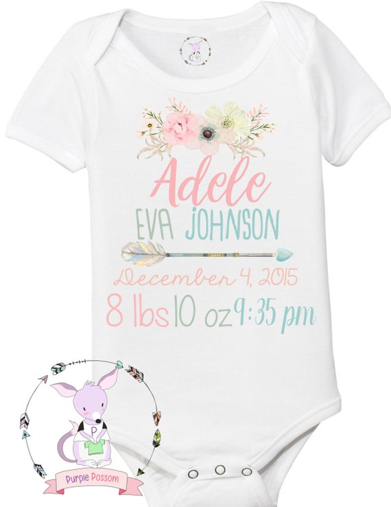 Birth Announcement Baby Shirt Personalized by PurplePossom