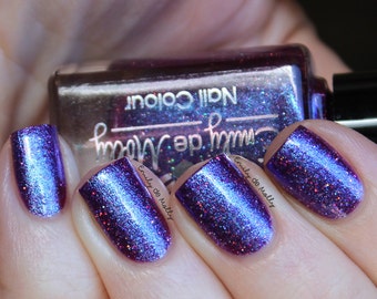 Nail polish - "Quest for Immortality" dark purple to blue duochrome with glitter