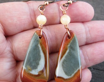 Succor Creek Jasper Earrings Yellow Agate Earrings Gemstone Earrings