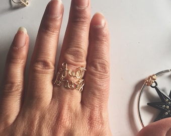 Personalized Stackable Word Ring,Wire Wrapped Word Ring