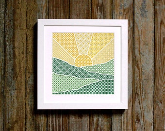 blackwork sunrise pattern - diy - modern - pdf - instant download - cross stitch + embroidery