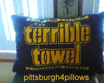 Black - Pittsburgh Steelers- Terrible Towel Pillow - Black Fleece Backing - Price Is For 1 - 21 x 14 After Sewing - Read Description