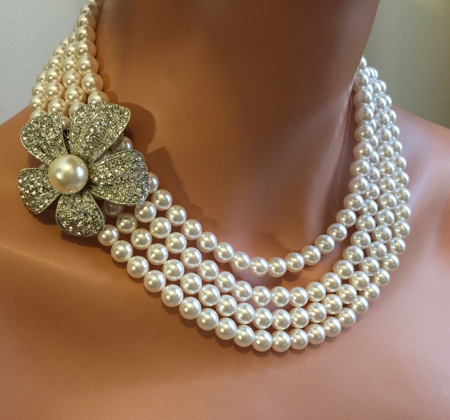 COMPLETE Bridal Jewelry Set Pearl Necklace Bracelet and