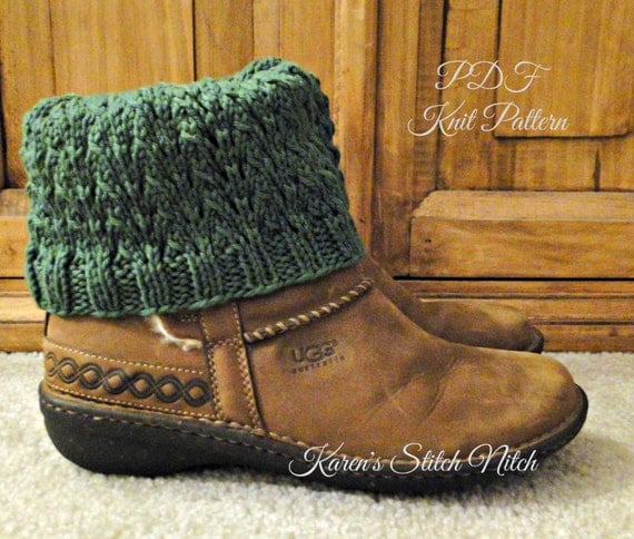 PDF PATTERN Knit Boot Cuff Leg Warmers for Teens or Adults in