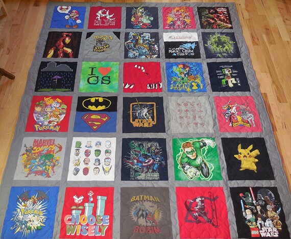 30 T-Shirt Memory Quilt With Sashing FREE SHIPPING