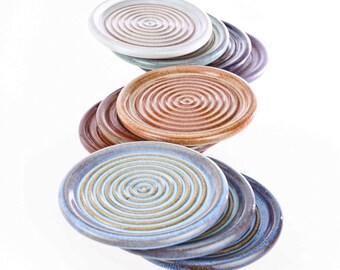 MADE to ORDER Mix or Match Stackable Stoneware Groovy Coaster Any color. Allow 4 weeks for completion. Sold individually.