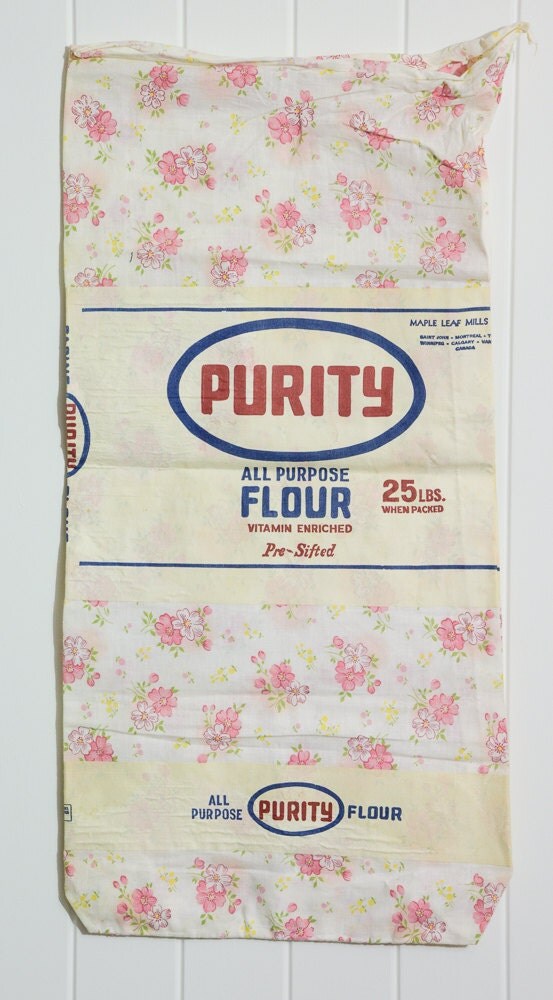 Vintage Flour Sack Printed Fabric with Removable Label