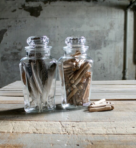2 Vintage Counter Glass Jars