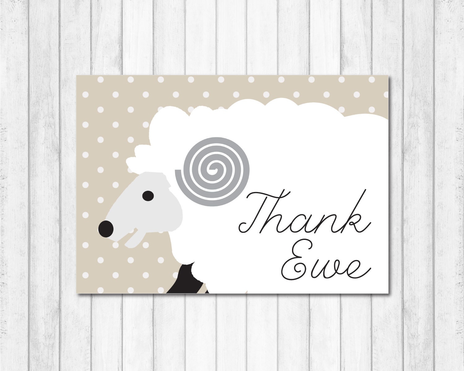 Lamb Baby Shower Thank You Card Little Lamb Thank You Card