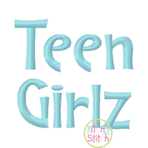 Teen Girlz Embroidery Font Lowercase letters a z In sizes photo