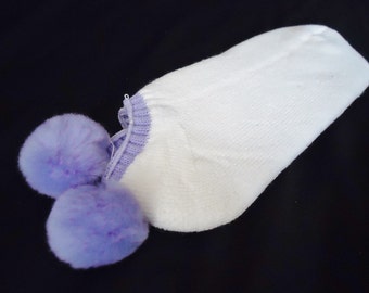 Purple POM POM Vintage 1980's Women's Tennis Cheerleading SOCKS
