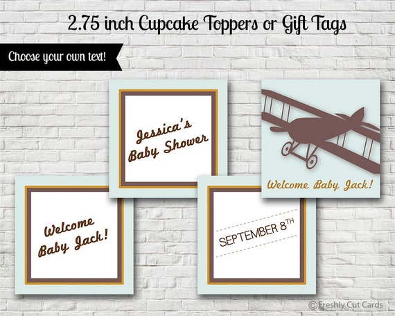 Vintage Airplane Printable Cupcake Toppers or Tags Il_570xn