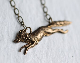 Fox Necklace ... Woodland Fox Antique Gold Bronze