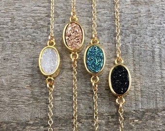 Druzy Bracelet, Rose Gold Druzy Bracelet, Drusy Bracelet, Gemstone Bracelet, Gold Bracelet, Rose Gold Bracelet, Druzy Jewelry