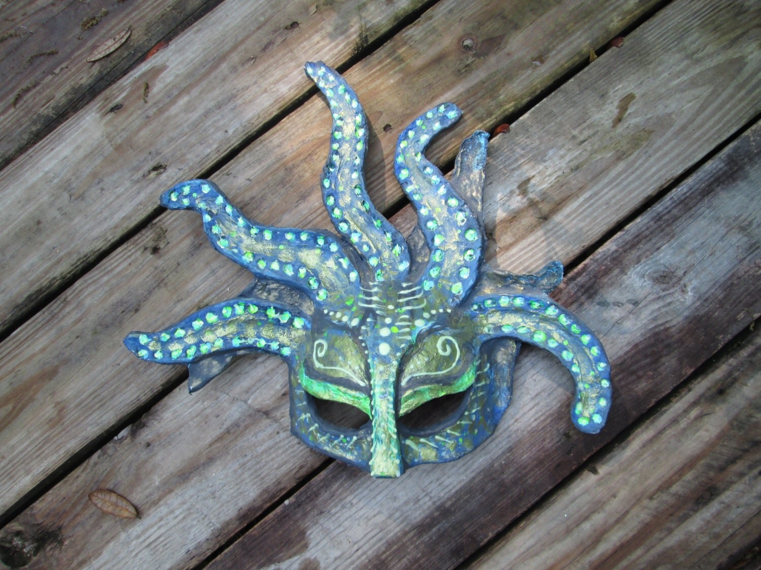 Sea Creature Mask Glow In The Dark Green And Blue Octopus
