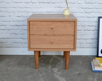 Nova Nightstand with Drawers - Solid Cherry - Clear Finish