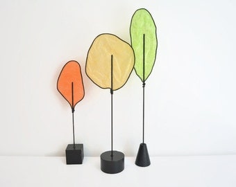 Wire Tree Sculpture - Modern Abstract - Nature Art - Black Wood Shapes