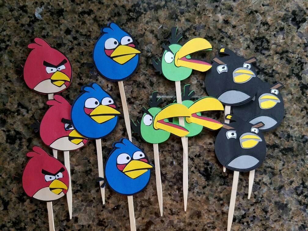 Angry Birds Cupcake Toppers diecut cardstock party decorations