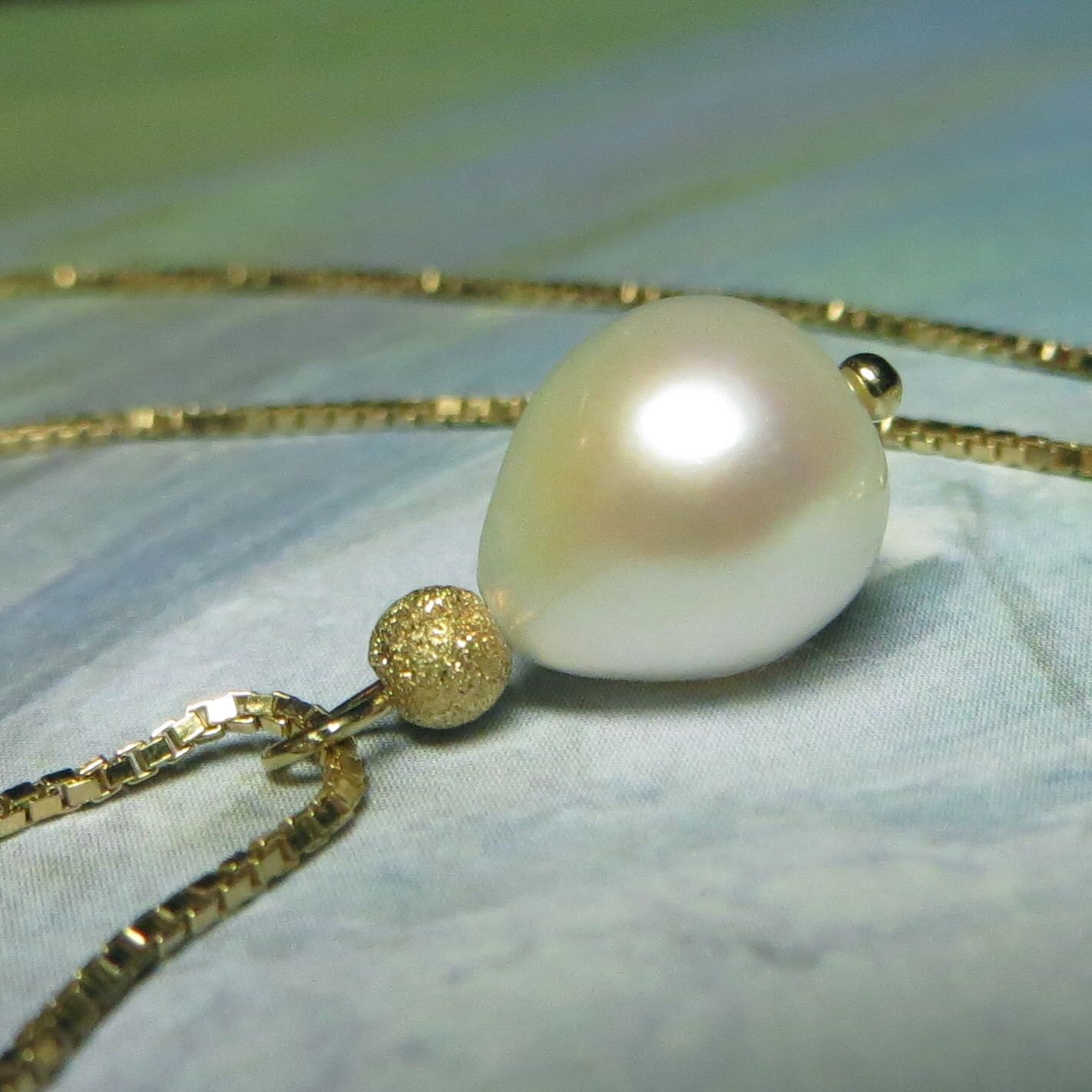 White Freshwater Pearl Drop Pendant On 14k By Kauainanidesigns